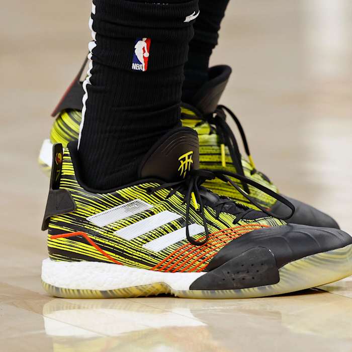 Jaylen Brown wearing the Adidas T-Mac.